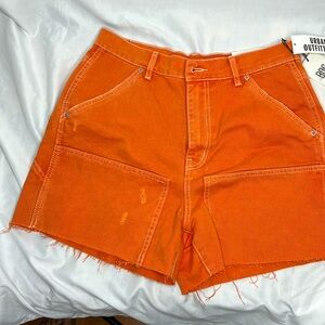 BDG Cut Off Carpenter Orange Coral Denim jean short NWT